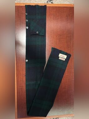 Vintage 1960s Best & Co Fifth Ave Black Watch Tarzan Zephyr Wool Scardigan Scarf